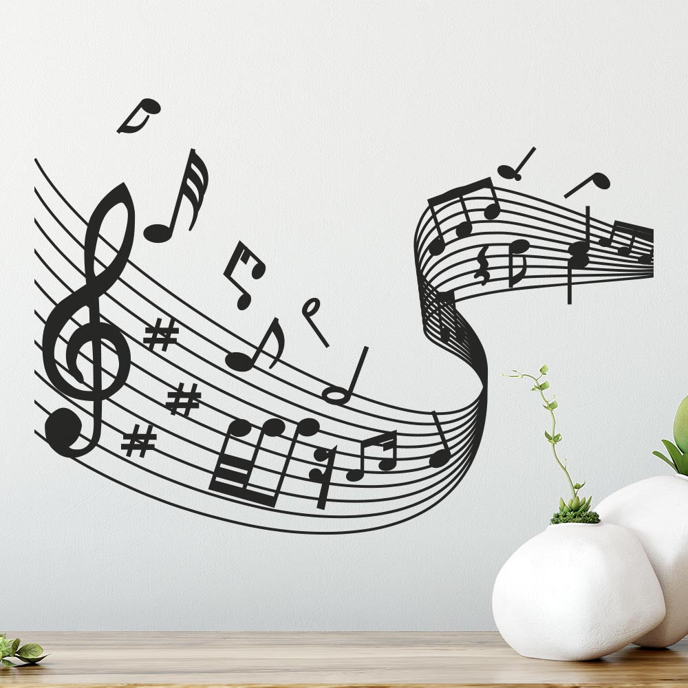 Musical Notes Wave Wall Art Sticker | Apex Stickers