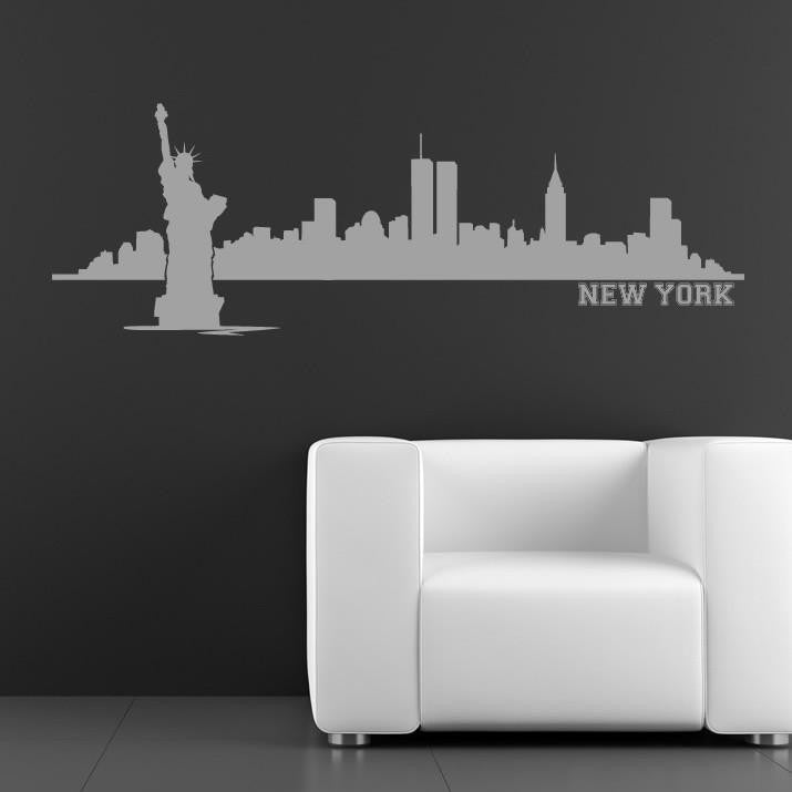 New York Skyline with text Wall Art Sticker | Apex Stickers