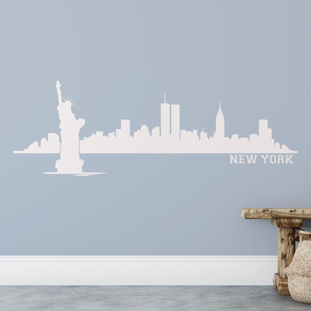 New York Skyline with text Wall Art Sticker | Apex Stickers