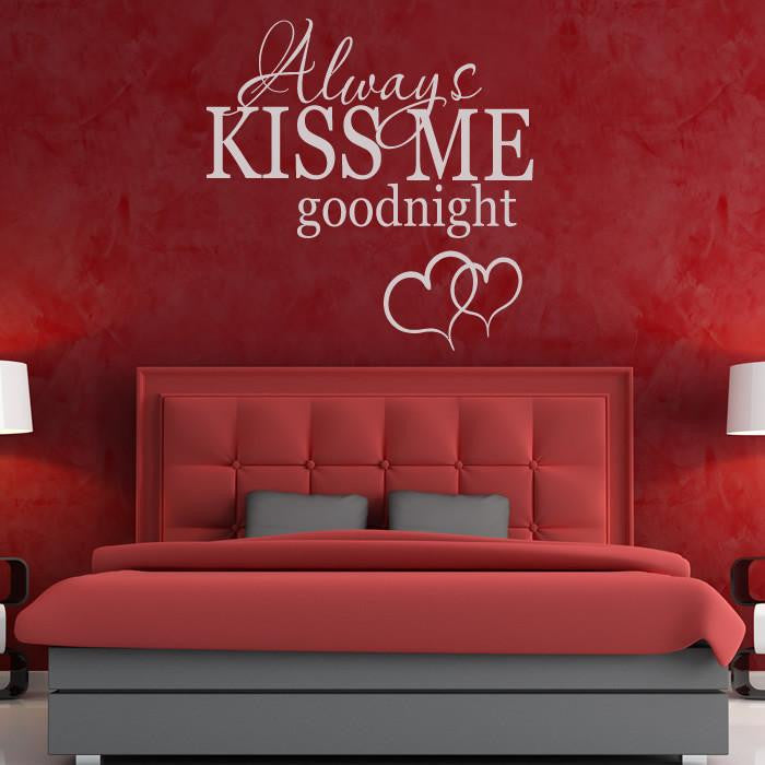 Always Kiss Me Goodnight Hearts Wall Art Sticker | Apex Stickers