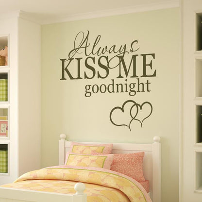 Always Kiss Me Goodnight Hearts Wall Art Sticker | Apex Stickers