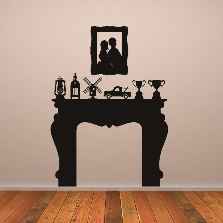 Fire Place Mantelpiece Wall Art Sticker | Apex Stickers