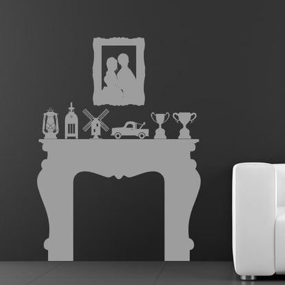 Fire Place Mantelpiece Wall Art Sticker | Apex Stickers