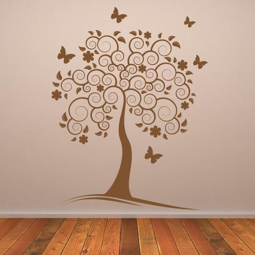 Spiral Tree with Butterflies Wall Art Sticker | Apex Stickers