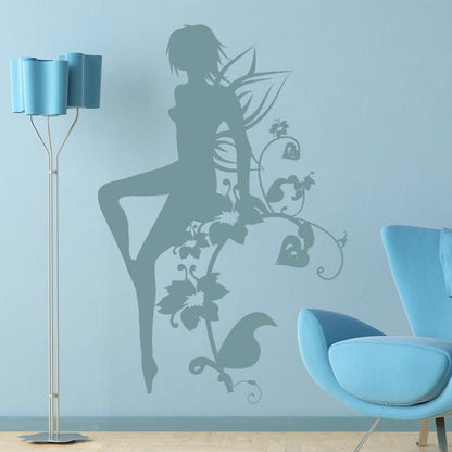 Flower Fairy Girl Wall Art Sticker | Apex Stickers