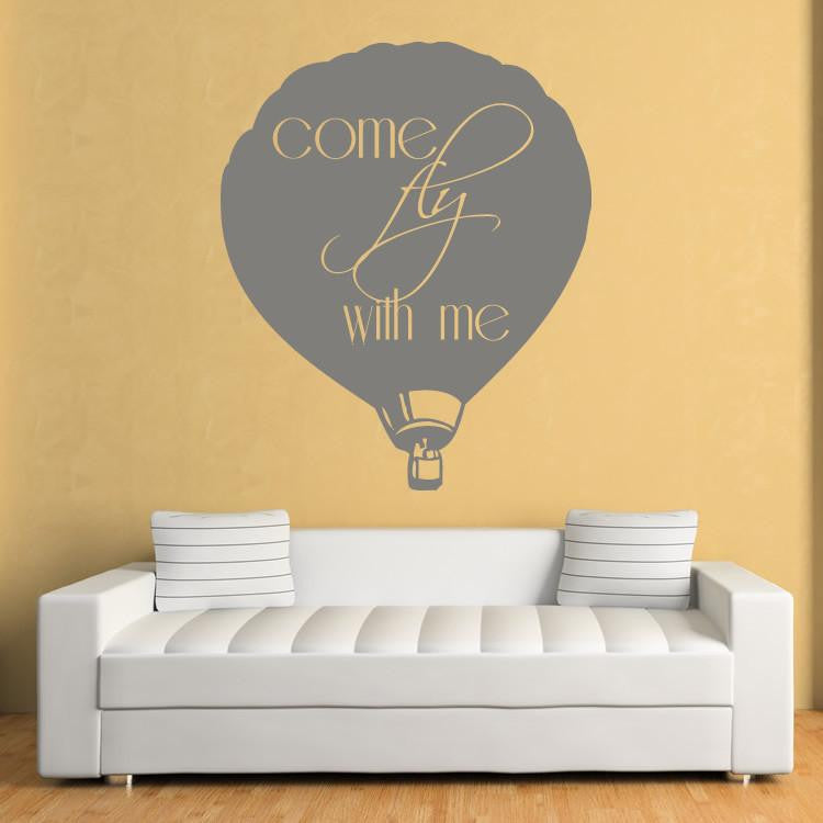 Come Fly With Me Hot Air Balloon Wall Art Sticker | Apex Stickers