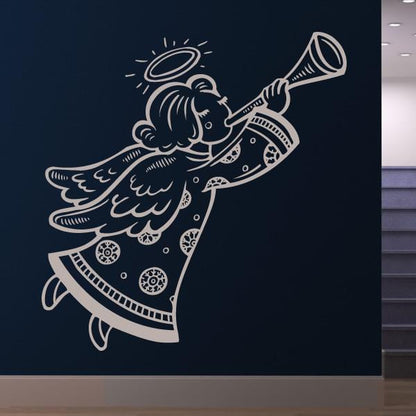 Angel Gabriel Trumpet Christmas Wall Art Sticker | Apex Stickers