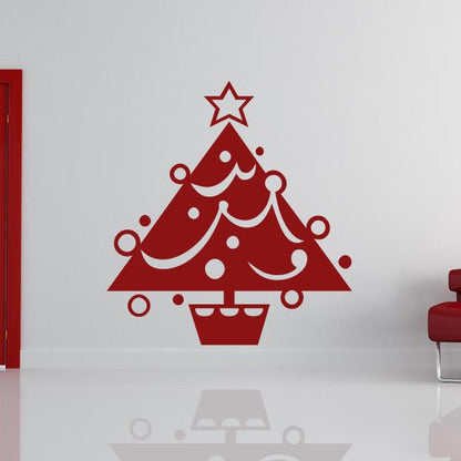 Christmas Tree with Tinsel and Baubles Wall Art Sticker | Apex Stickers