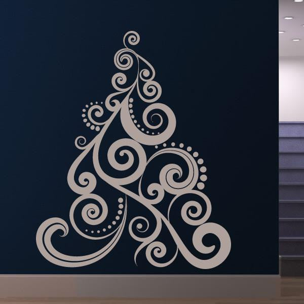 Christmas Tree Spiral Swirl Design Wall Art Sticker | Apex Stickers