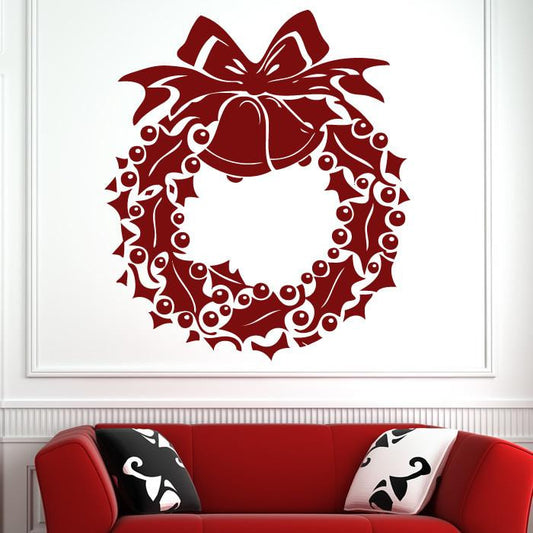 Christmas Holly Berry Wreath Wall Art Sticker | Apex Stickers