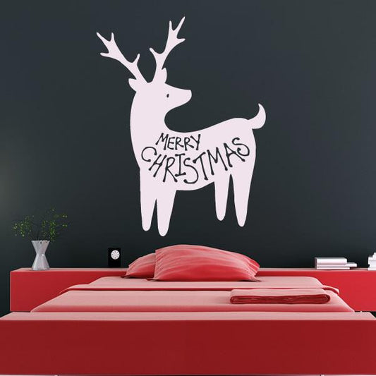 Merry Christmas Reindeer Wall Art Sticker | Apex Stickers