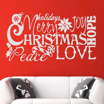 Merry Christmas Love Quote Wall Art Sticker | Apex Stickers