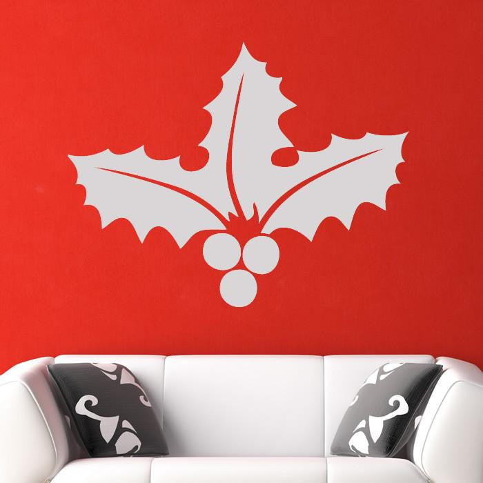 Christmas Holly and Berries Wall Art Sticker | Apex Stickers