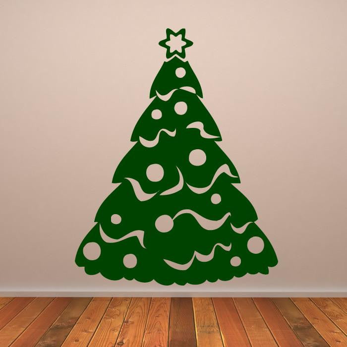 Christmas Tree with Tinsel and Baubles Wall Art Sticker | Apex Stickers