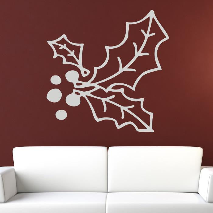 Christmas Holly and Berries Wall Art Sticker | Apex Stickers