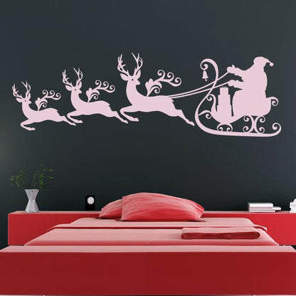 Santa Sleigh and Reindeer Wall Art Sticker | Apex Stickers