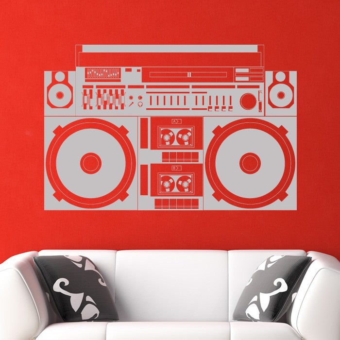 Ghetto Blaster 80's Stereo Tape Deck Wall Art Sticker | Apex Stickers