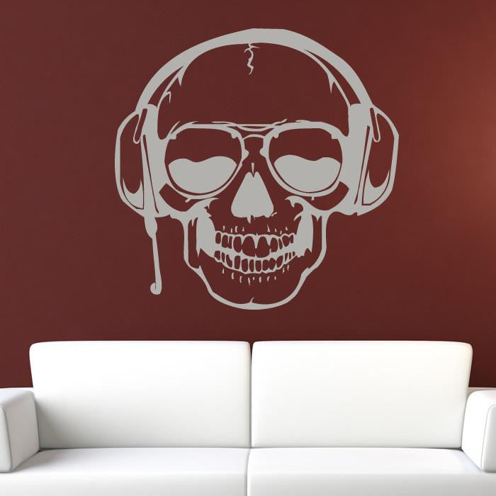 Skull Headphones DJ Sunglasses Wall Art Sticker | Apex Stickers