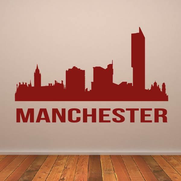 Manchester UK Cityscape Skyline Wall Art Sticker | Apex Stickers