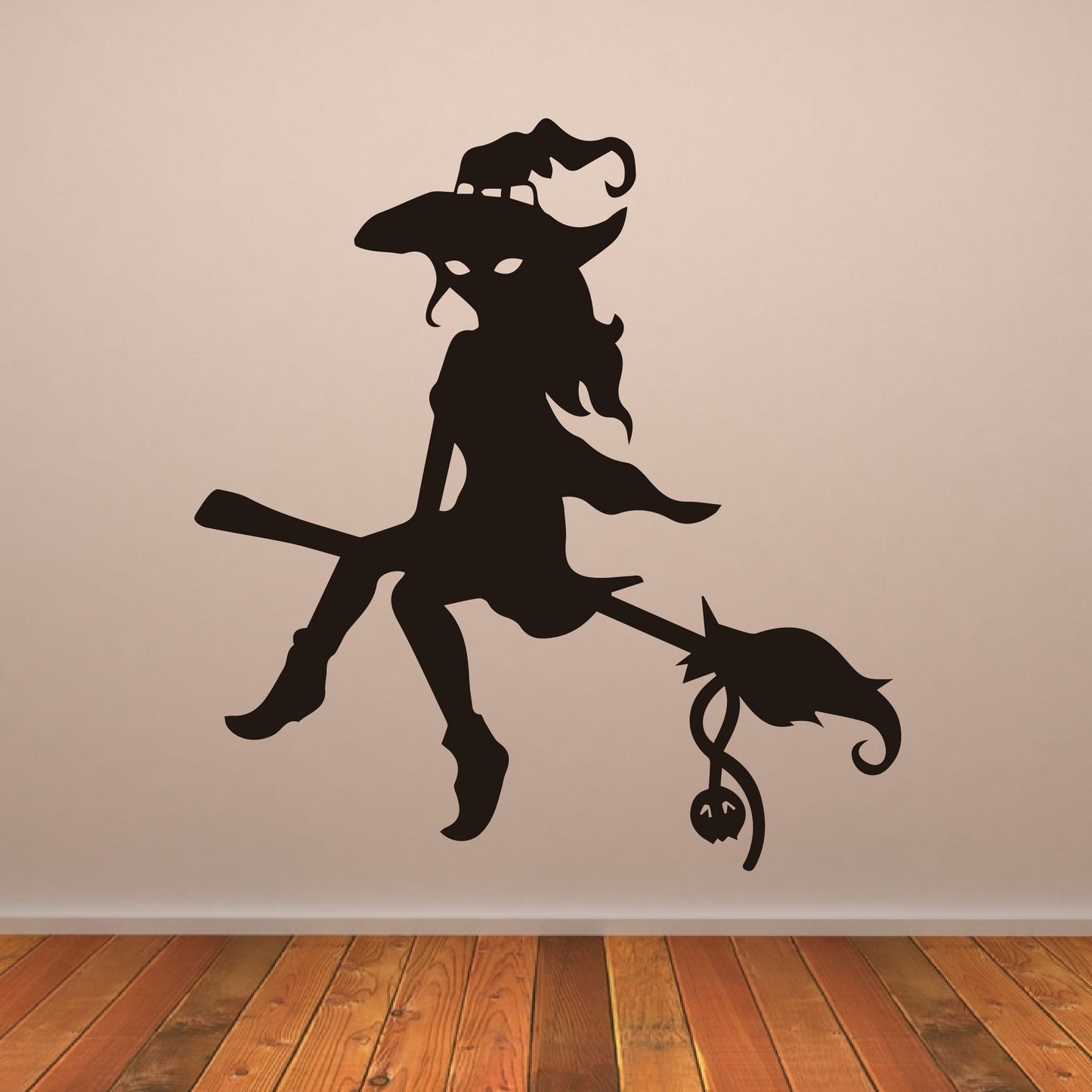 Witch on Broomstick Halloween Wall Art Sticker | Apex Stickers