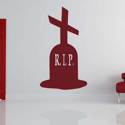 Grave Stone Cross Halloween Scary Horror RIP Wall Art Sticker | Apex Stickers