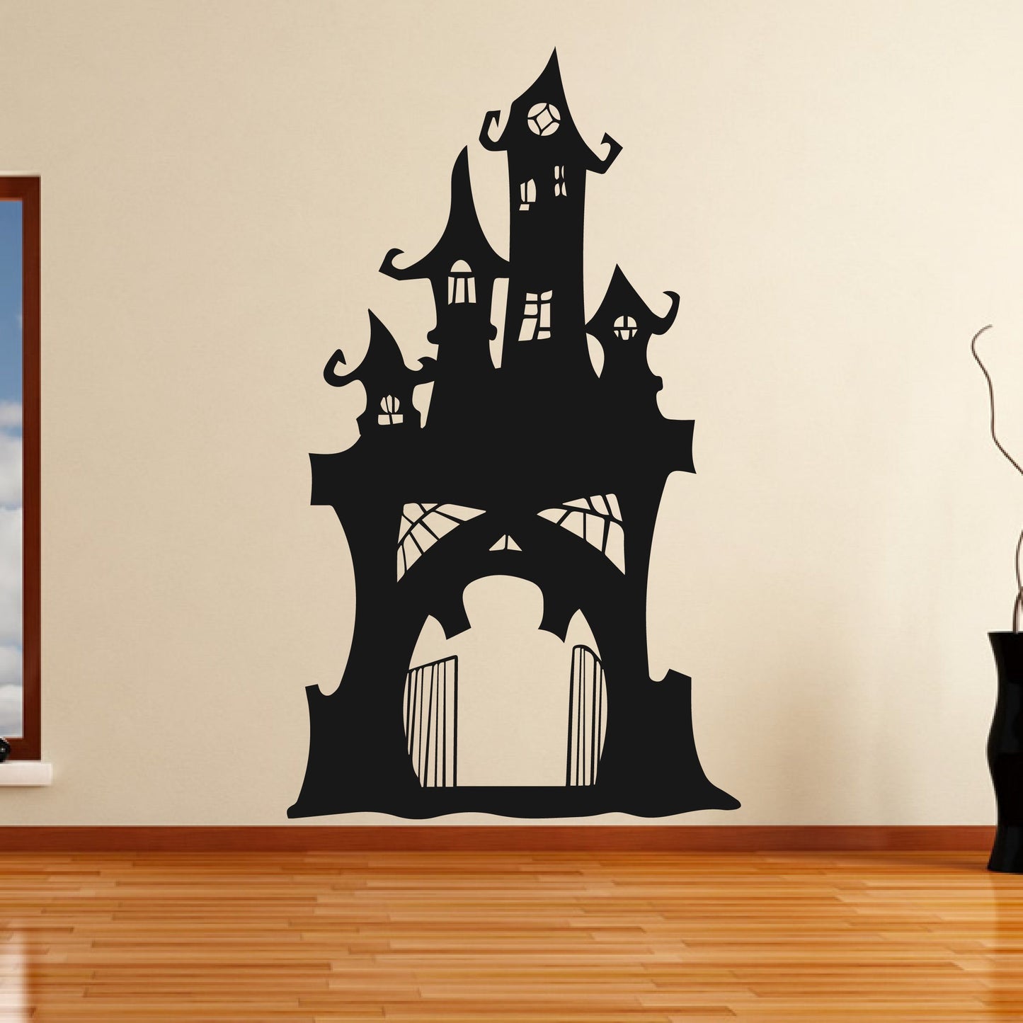 Haunted Castle Skull Scary Halloween Wall Art Sticker | Apex Stickers