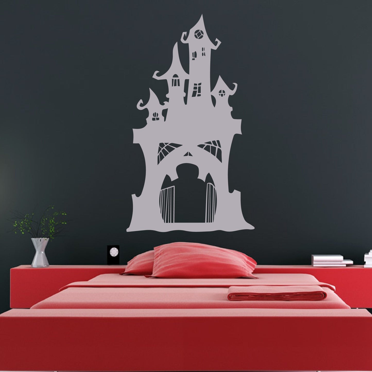 Haunted Castle Skull Scary Halloween Wall Art Sticker | Apex Stickers