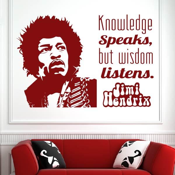 Jimi Hendrix Knowledge Speaks Quote Wall Art Sticker | Apex Stickers