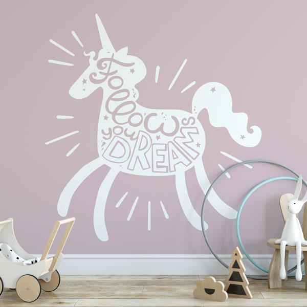 Childrens Unicorn Follow Your Dreams Wall Sticker | Apex Stickers