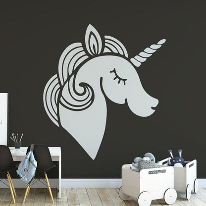 Childrens Stylised Unicorn Head Wall Sticker | Apex Stickers