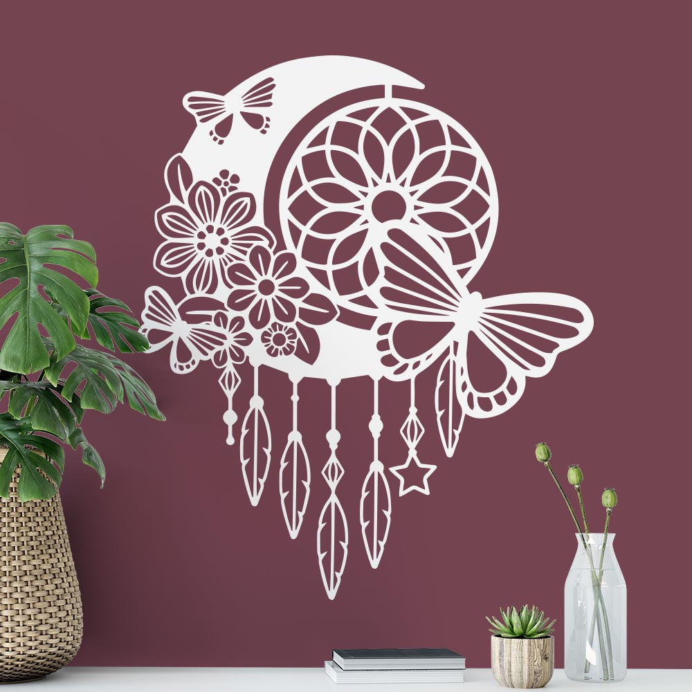 Moon Dream Catcher With Butterflies Wall Sticker | Apex Stickers