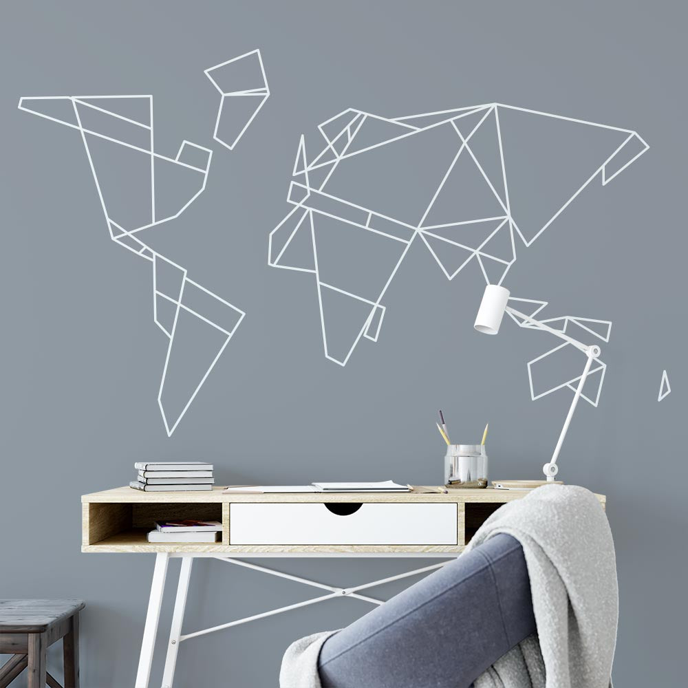 Geometric Polygonal World Map Wall Sticker | Apex Stickers