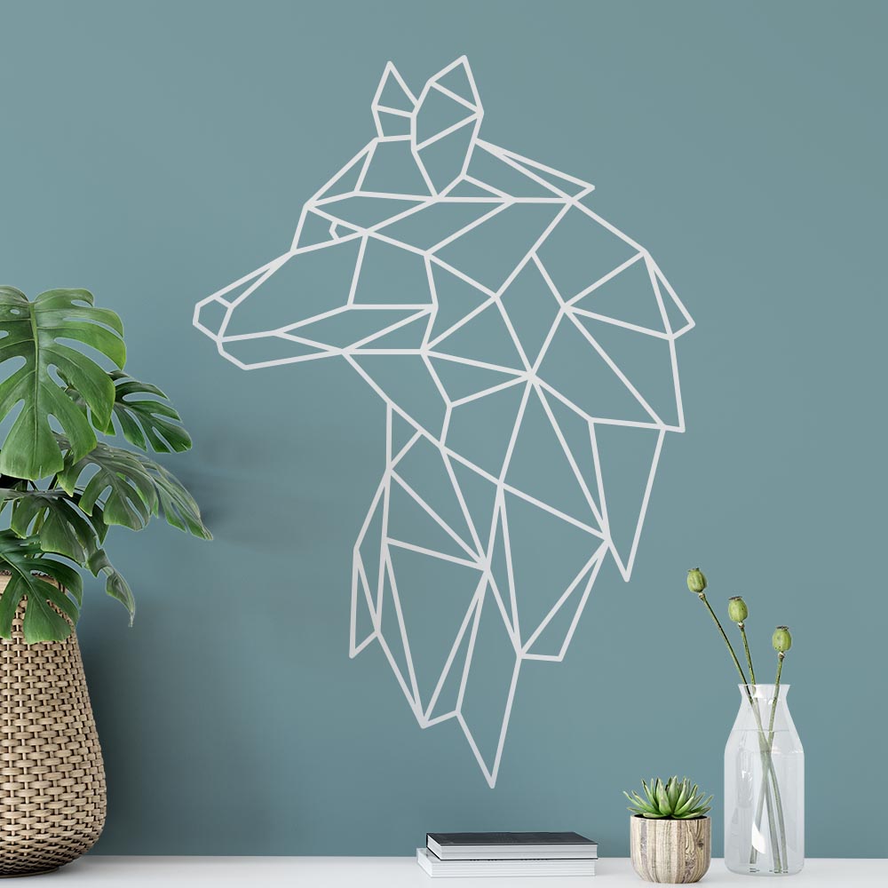 Geometric Polygonal Wolf Head Side Wall Sticker | Apex Stickers