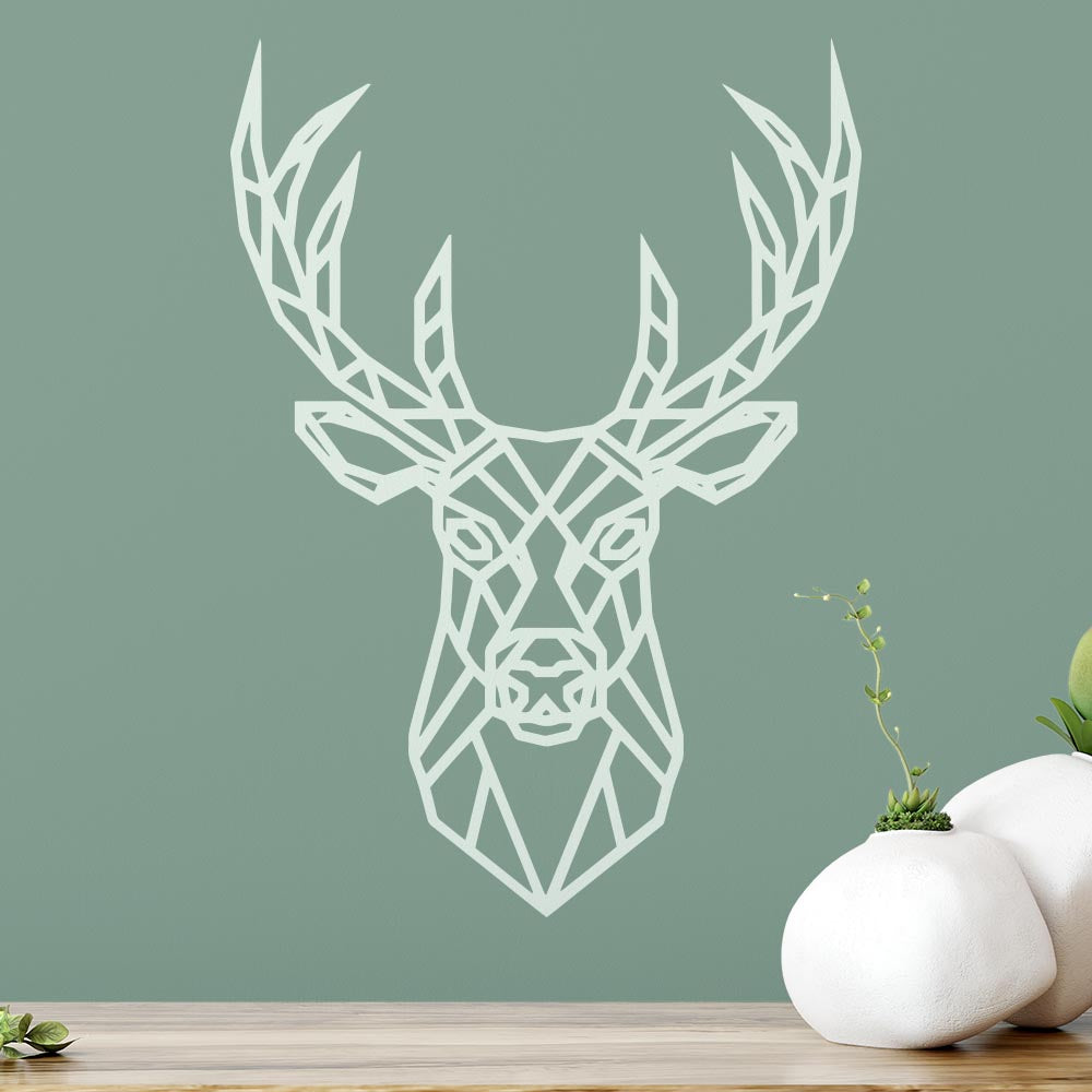 Geometric Polygonal Stag Head Wall Sticker | Apex Stickers