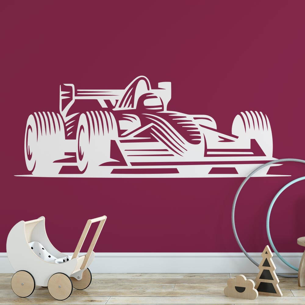 Cartoon style F1 Formula One Race Car Wall Sticker | Apex Stickers