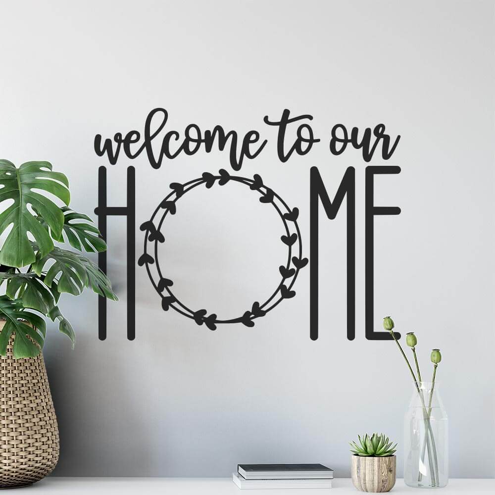 Welcome to our Home Wreath Wall Sticker | Apex Stickers