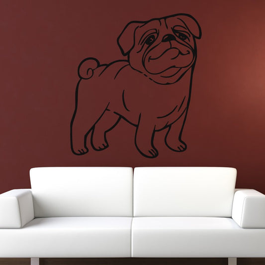 Pug Dog Cartoon Wall Art Sticker | Apex Stickers